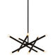 Matchstix 10 Light 28 inch Black Pendant Ceiling Light in Black and Clear