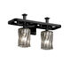 Wire Glass 2 Light 18 inch Matte Black Bath Bar Wall Light in Swirl with Clear Bubbles, Cylinder with Flat Rim