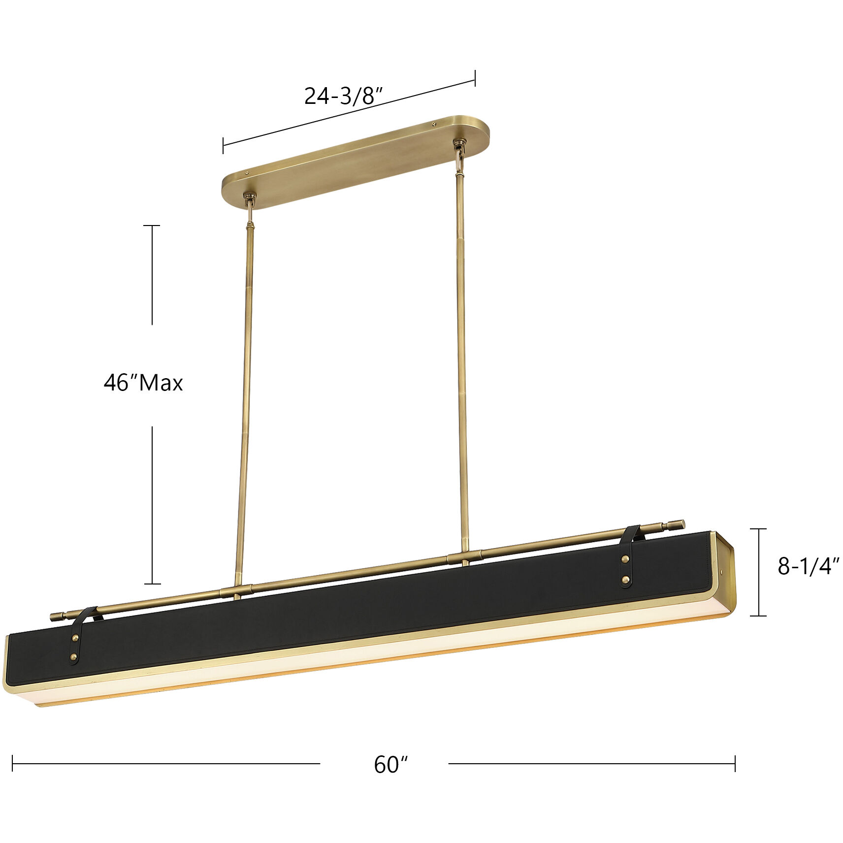 Valise Pendant Ceiling Light in Vintage Brass and Tuxedo Leather