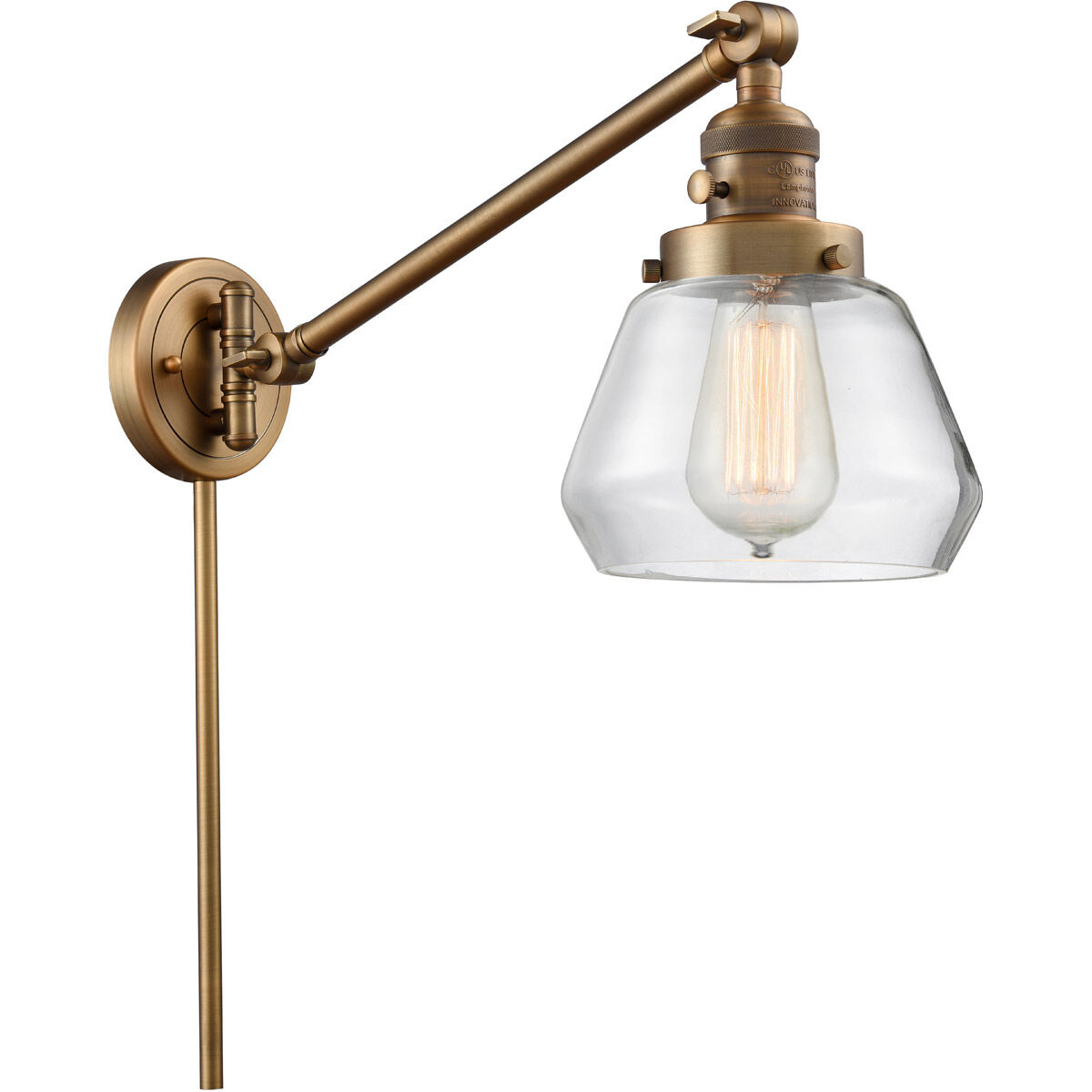 Fulton 35 inch 60.00 watt Brushed Brass Swing Arm Wall Light, Franklin Restoration