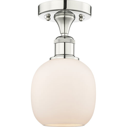 Belfast 1 Light 6 inch Polished Nickel Flush Mount Ceiling Light in Matte White, 2.1 lb