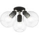 Downtown 3 Light 16 inch Black with Brushed Nickel Accents Semi-Flush Ceiling Light, Sphere