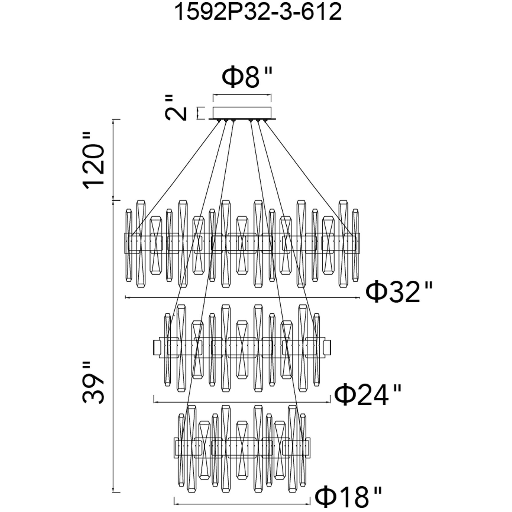 Aya LED Pearl Black Chandelier Ceiling Light