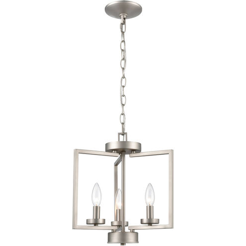 West End 3 Light 15 inch Brushed Nickel Semi Flush Mount Ceiling Light