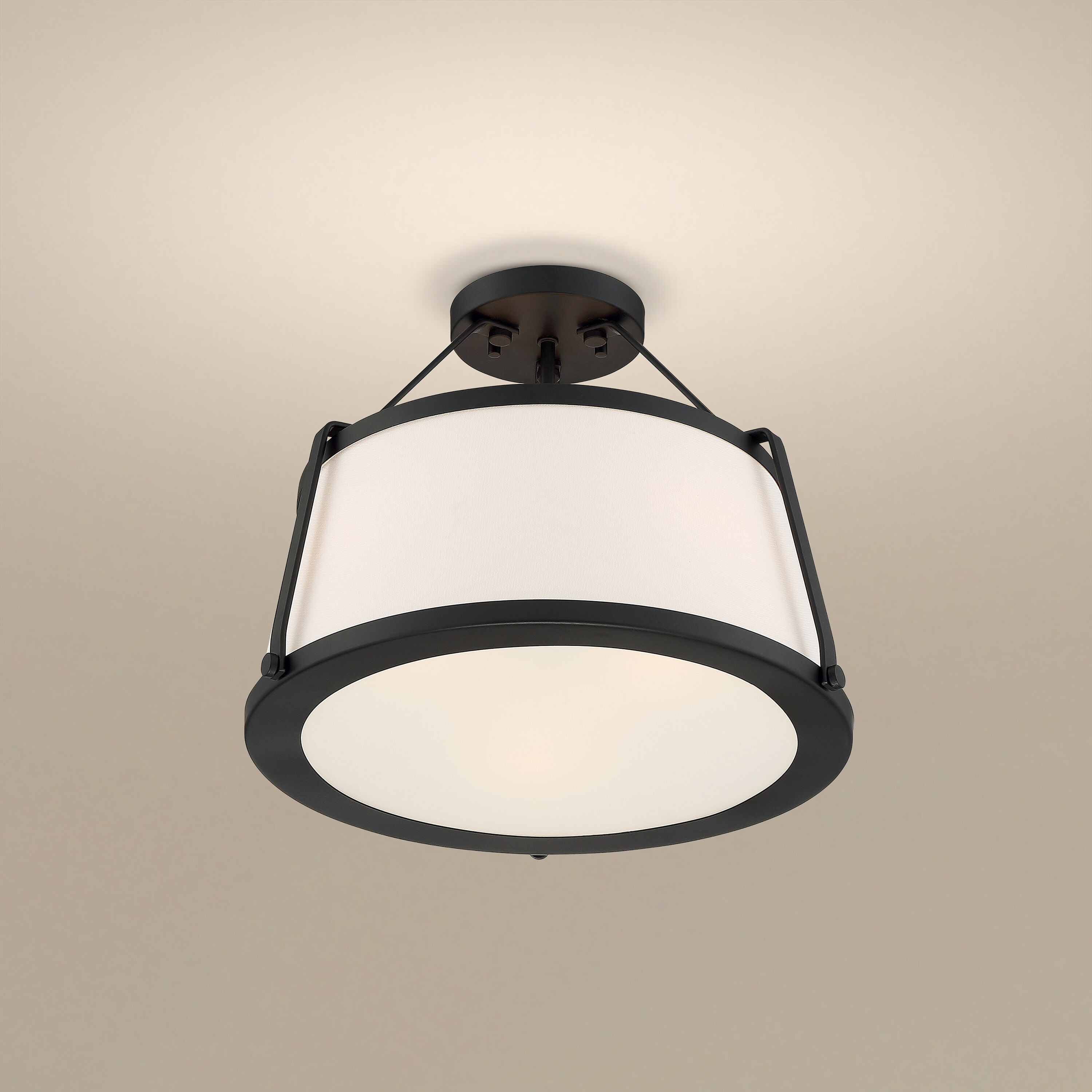 Cutty 3 Light 16 inch Matte Black Semi Flush Mount Fixture Ceiling Light 