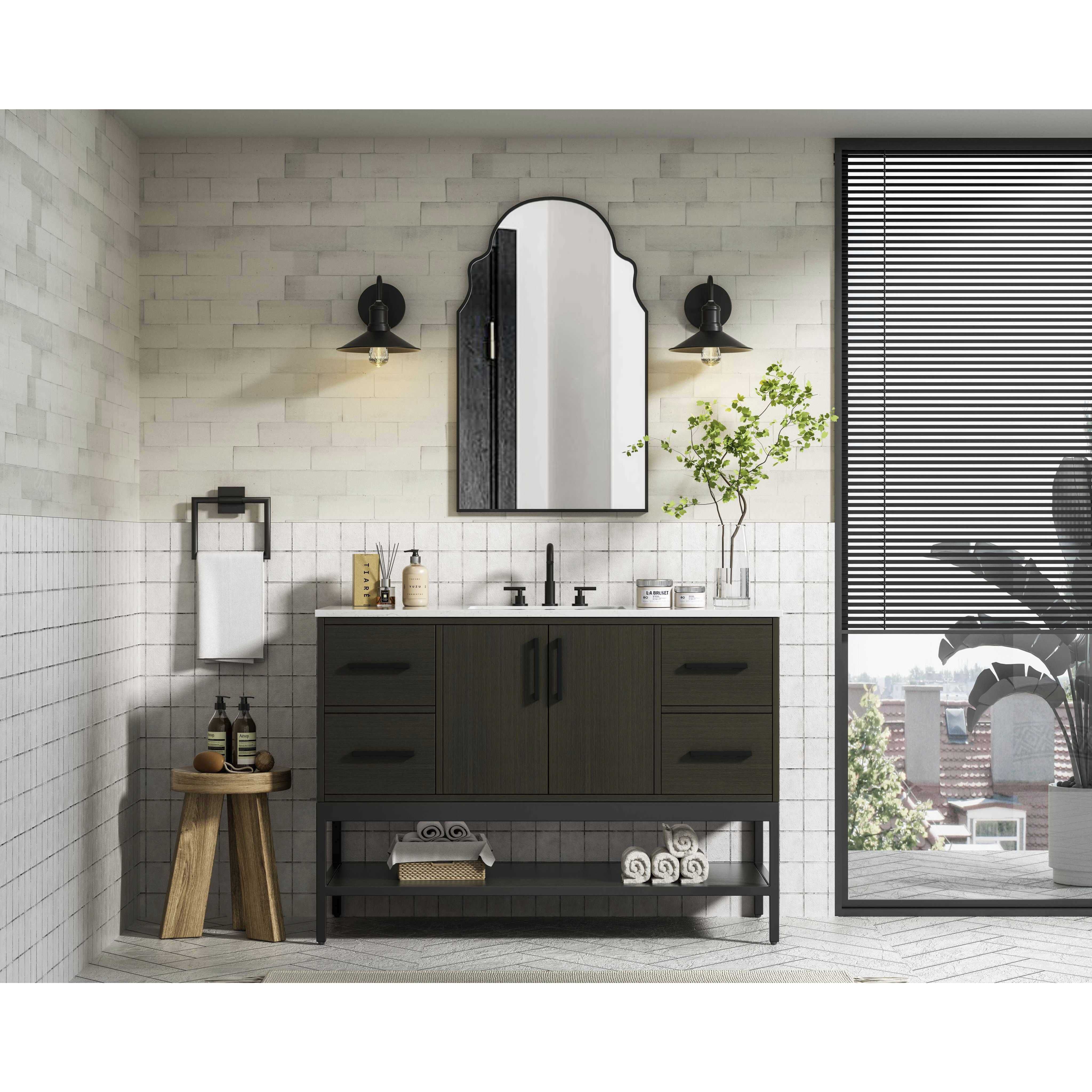 Lennox 48 X 34 inch Mocha Brown Bathroom Vanity Cabinet