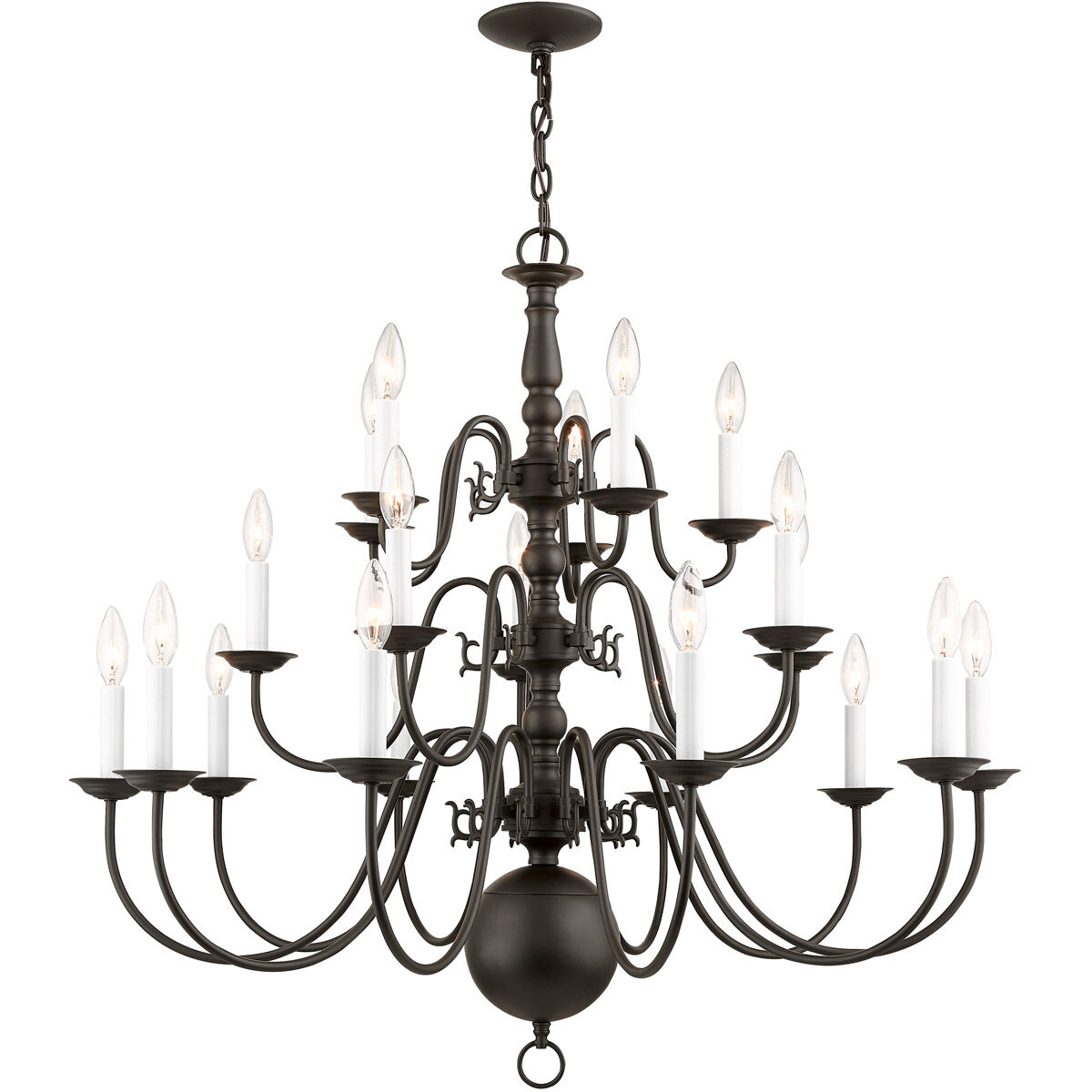Williamsburgh 20 Light 36 inch Bronze Chandelier Ceiling Light
