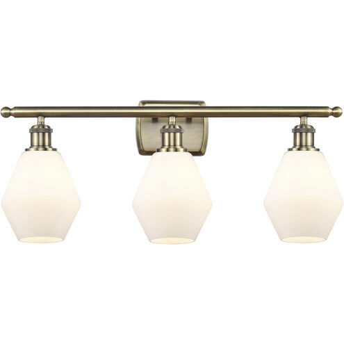 Ballston Cindyrella 3 Light 26 inch Antique Brass Bath Vanity Light Wall Light in Incandescent, Matte White Glass