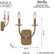 Atella 2 Light 9.75 inch Ashen Gold Wall Sconce Wall Light