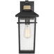 Kingsley 1 Light 16.25 inch Matte Black with Warm Brass Outdoor Wall Lantern