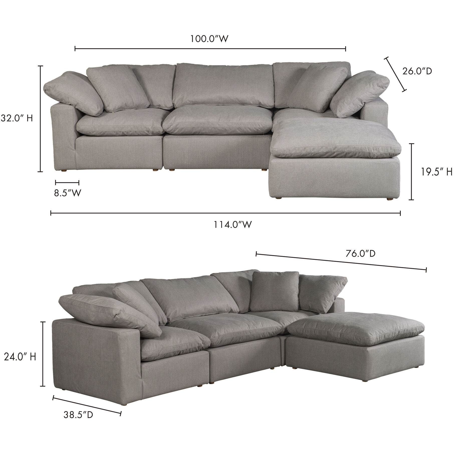 Terra Condo Grey Lounge Modular Sectional
