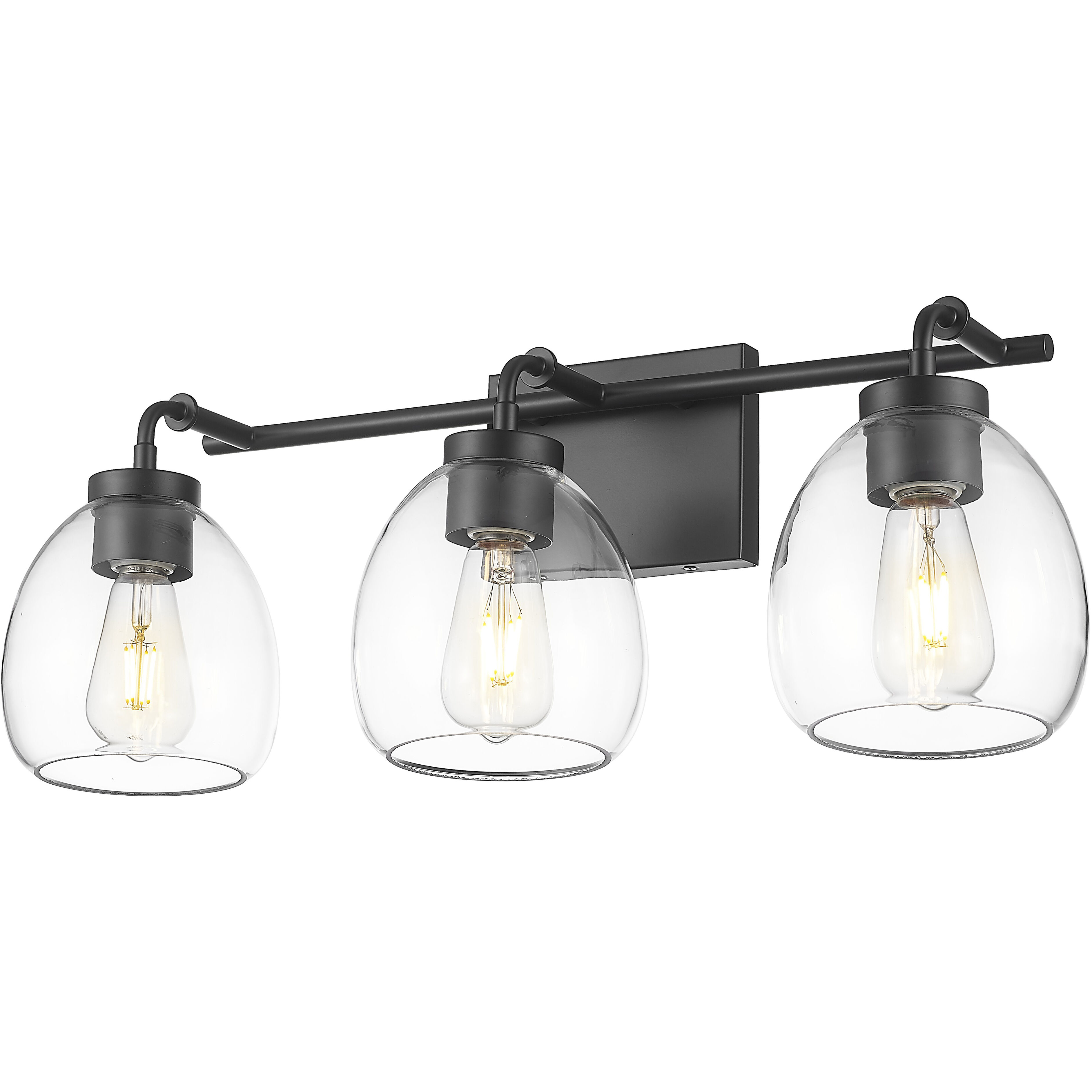 Dawes 3 Light 24 inch Matte Black Vanity Wall Light