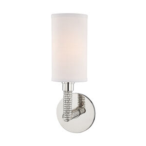 Dubois 1 Light 5 inch Polished Nickel Wall Sconce Wall Light, Off-White Linen