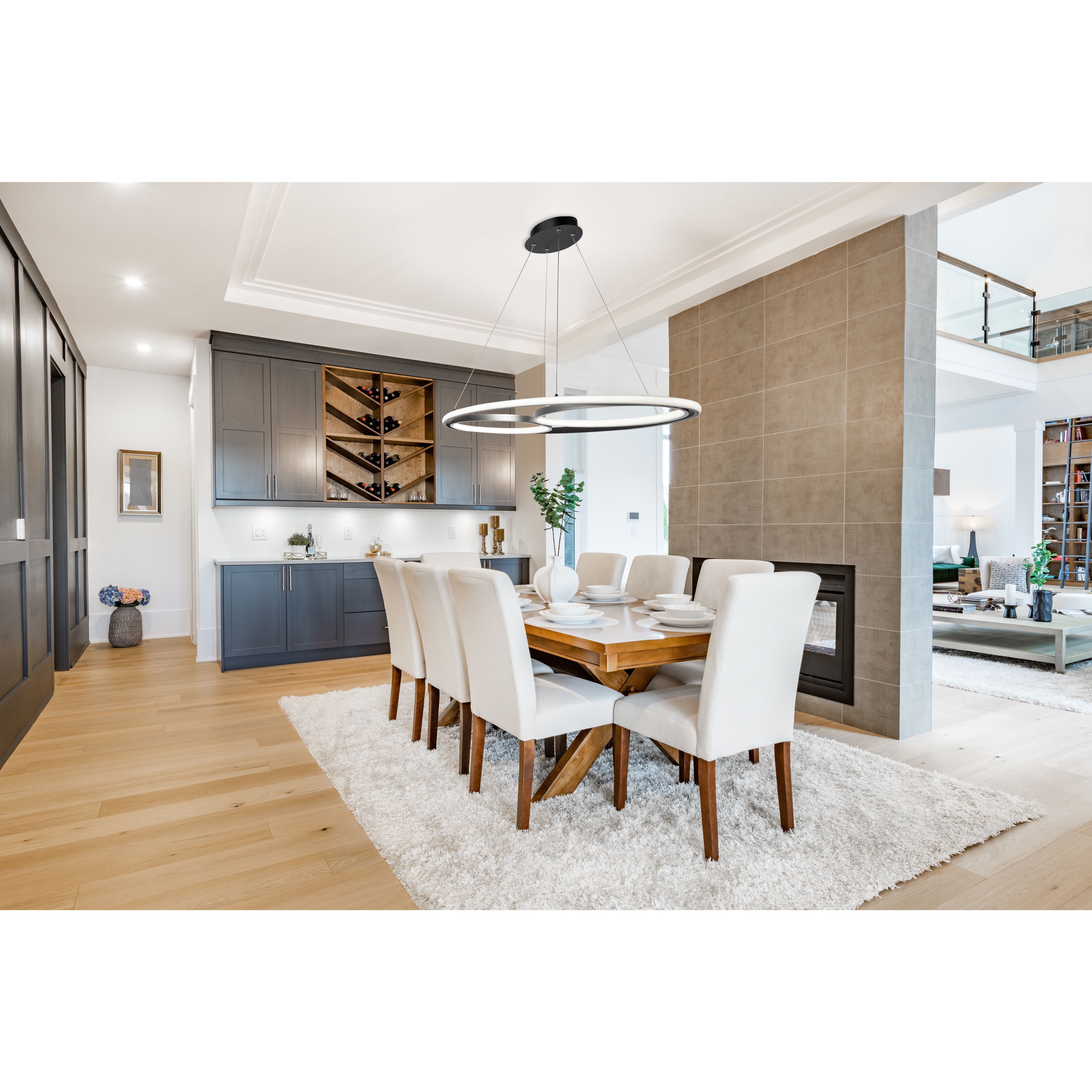 Gemini LED 16.5 inch Black and Nickel Pendant Ceiling Light