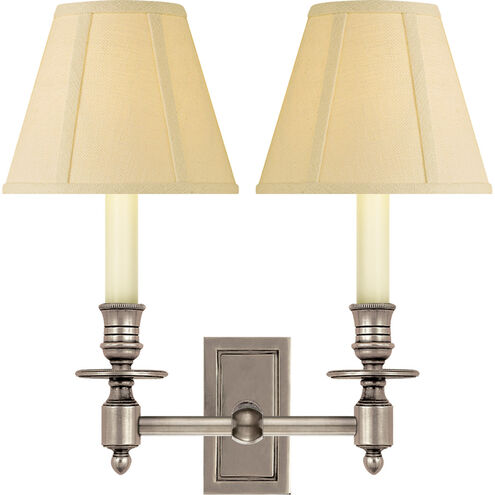 French Library 2 Light 12 inch Antique Nickel Double Library Sconce Wall Light in Tissue