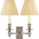 French Library 2 Light 12 inch Antique Nickel Double Library Sconce Wall Light in Tissue
