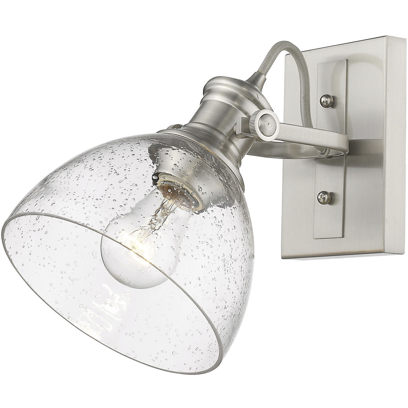 Yep Hines Vanity Wall Light in Pewter, Seeded Glass