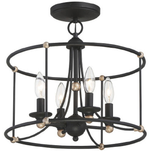 Westchester County 4 Light 16 inch Sand Coal/Skyline Gold Leaf Semi Flush Mount Ceiling Light