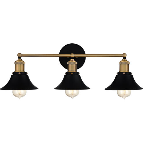 Trafalgar 3 Light 24 inch Matte Black Bath Light Wall Light