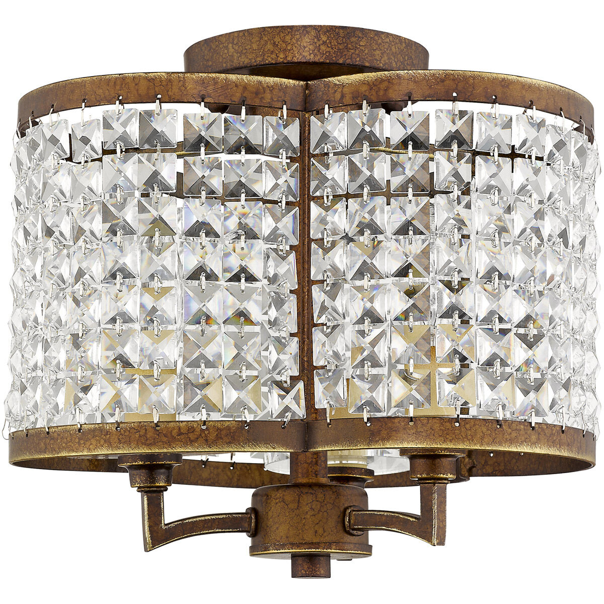 Grammercy 3 Light 12 inch Hand Painted Palacial Bronze Semi-Flush Mount Ceiling Light