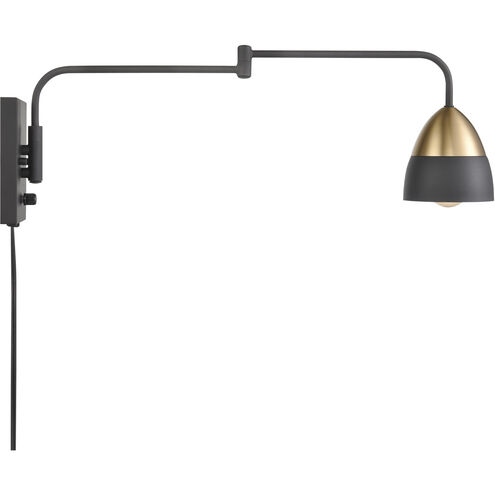 Milla 14 inch 60.00 watt Charcoal Black and Brushed Gold Swingarm Sconce Wall Light