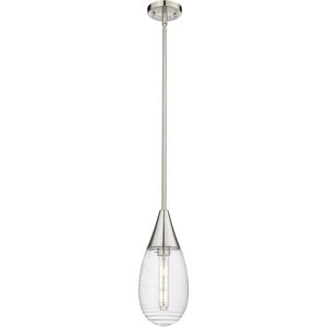 Malone 1 Light 6 inch Satin Nickel Pendant Ceiling Light in Striped Clear Glass