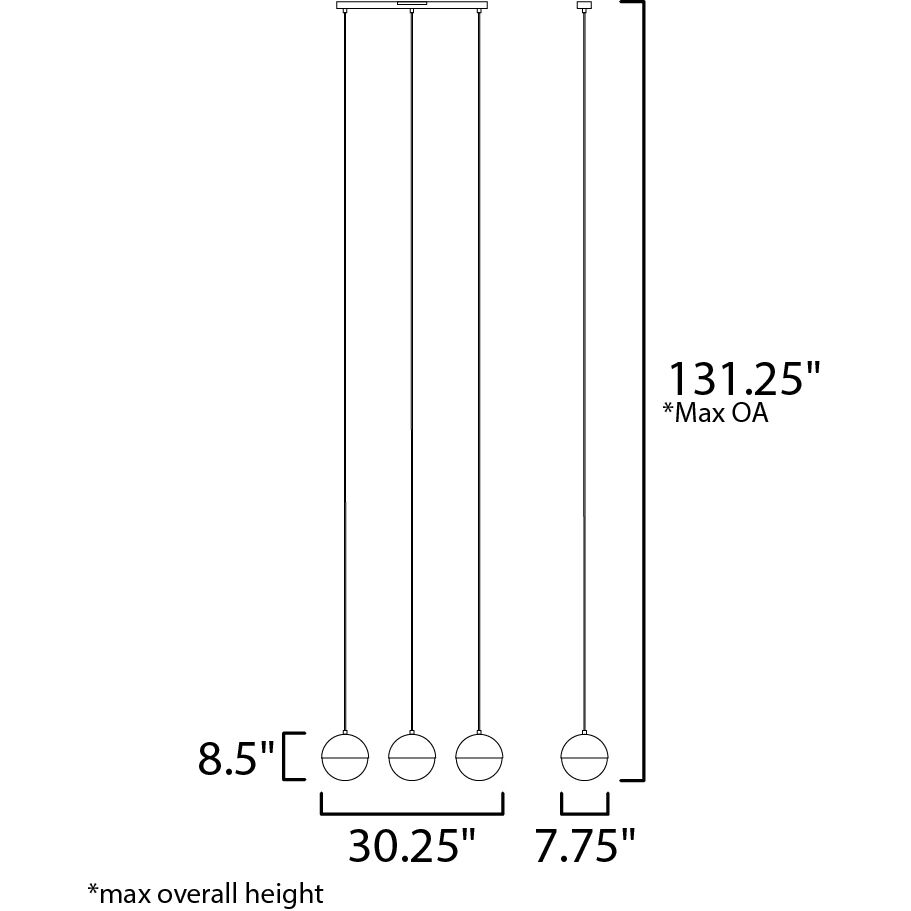 Half Moon LED 30.25 inch Metallic Gold Linear Pendant Ceiling Light