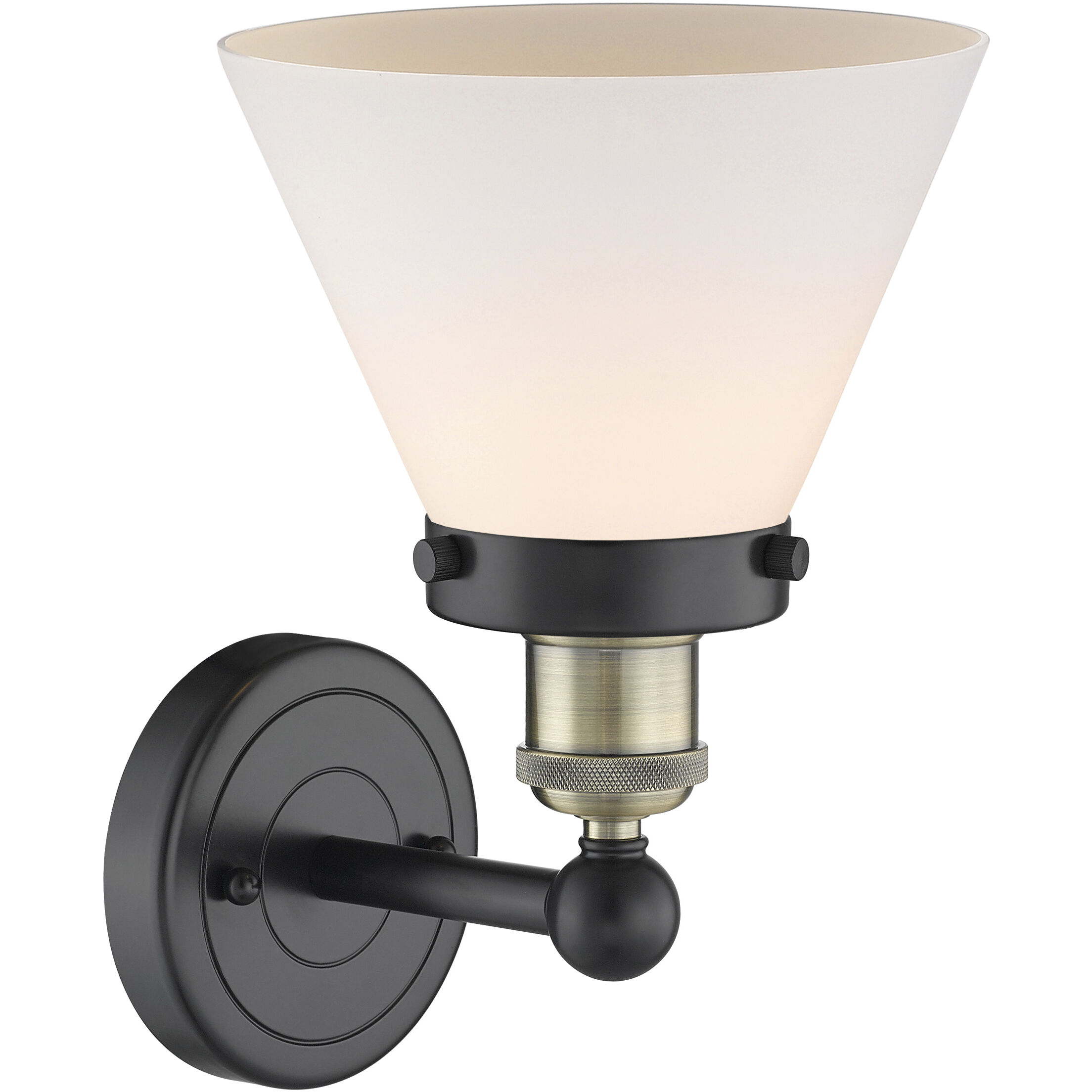 Cone Sconce Wall Light in Black Antique Brass, Matte White