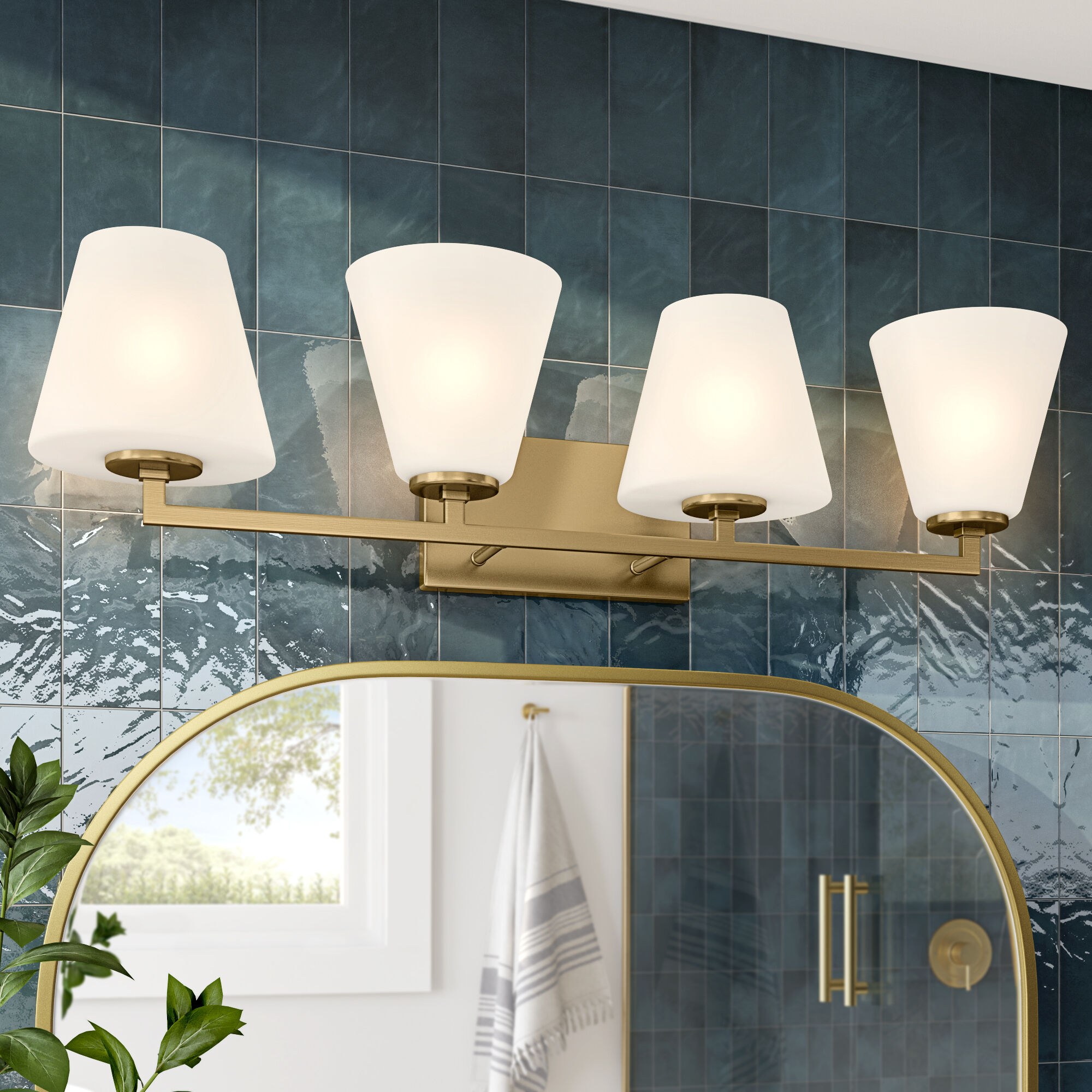 Palmyra 4 Light 33 inch Brushed Gold Vanity Light Wall Light