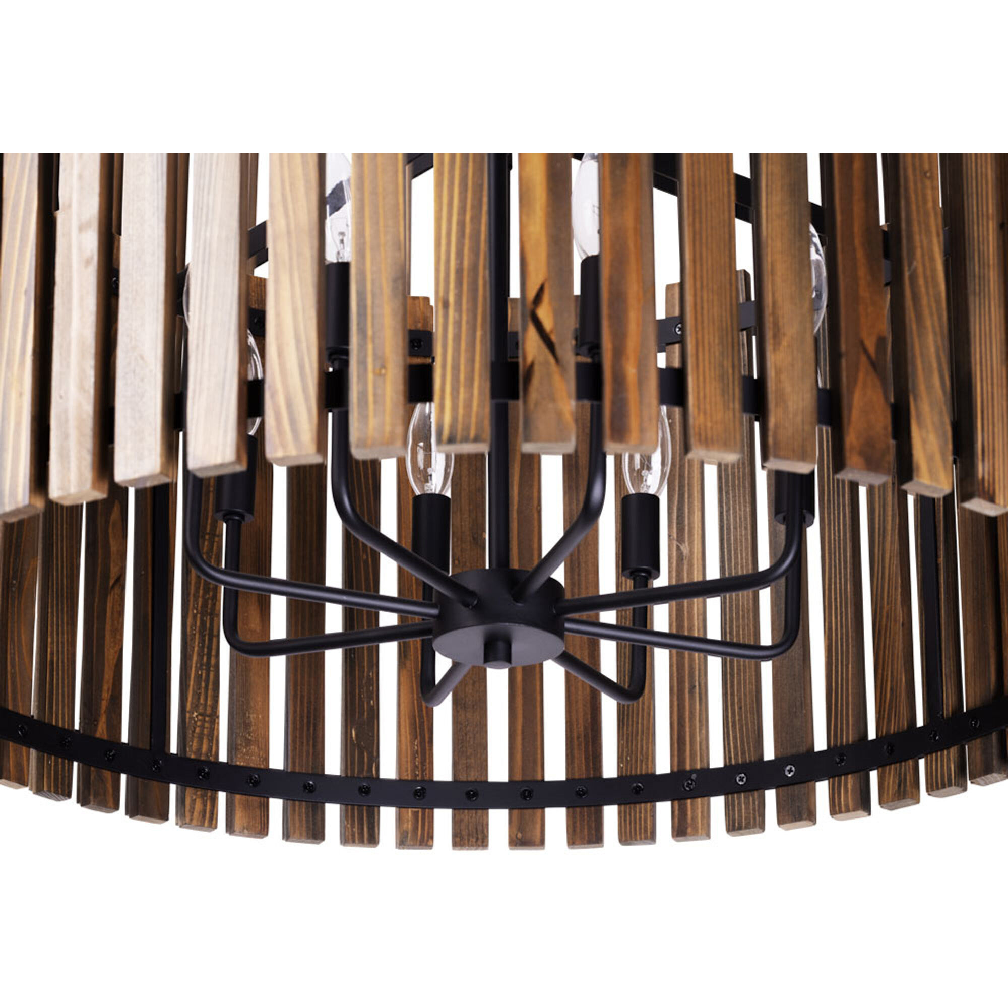 Suratto 8 Light 30 inch Matte Black and Medium Walnut Pendant Ceiling Light in Matte Black/Medium Walnut
