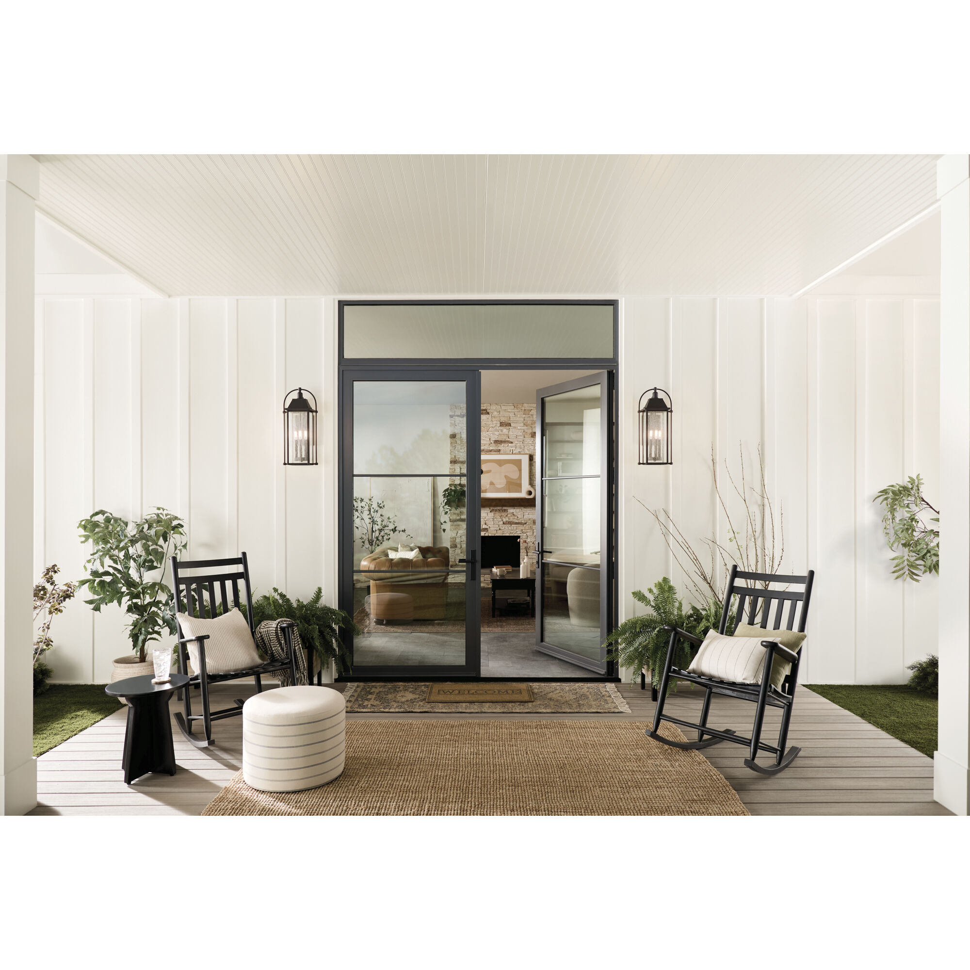 Harbor Row 4 Light 28.75 inch Textured Black Outdoor Wall Sconce, Large