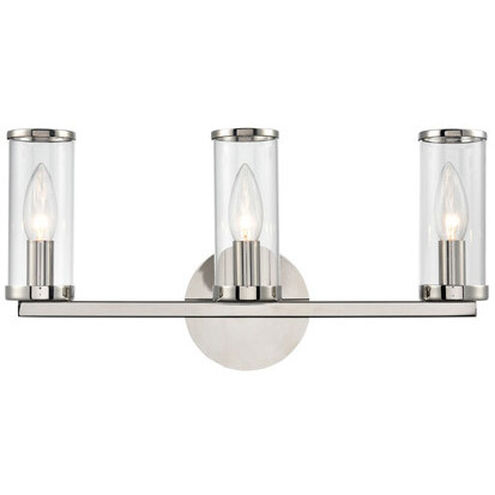 Revolve 3 Light 20.07 inch Clear Glass and Polished Nickel Bath Vanity Wall Light