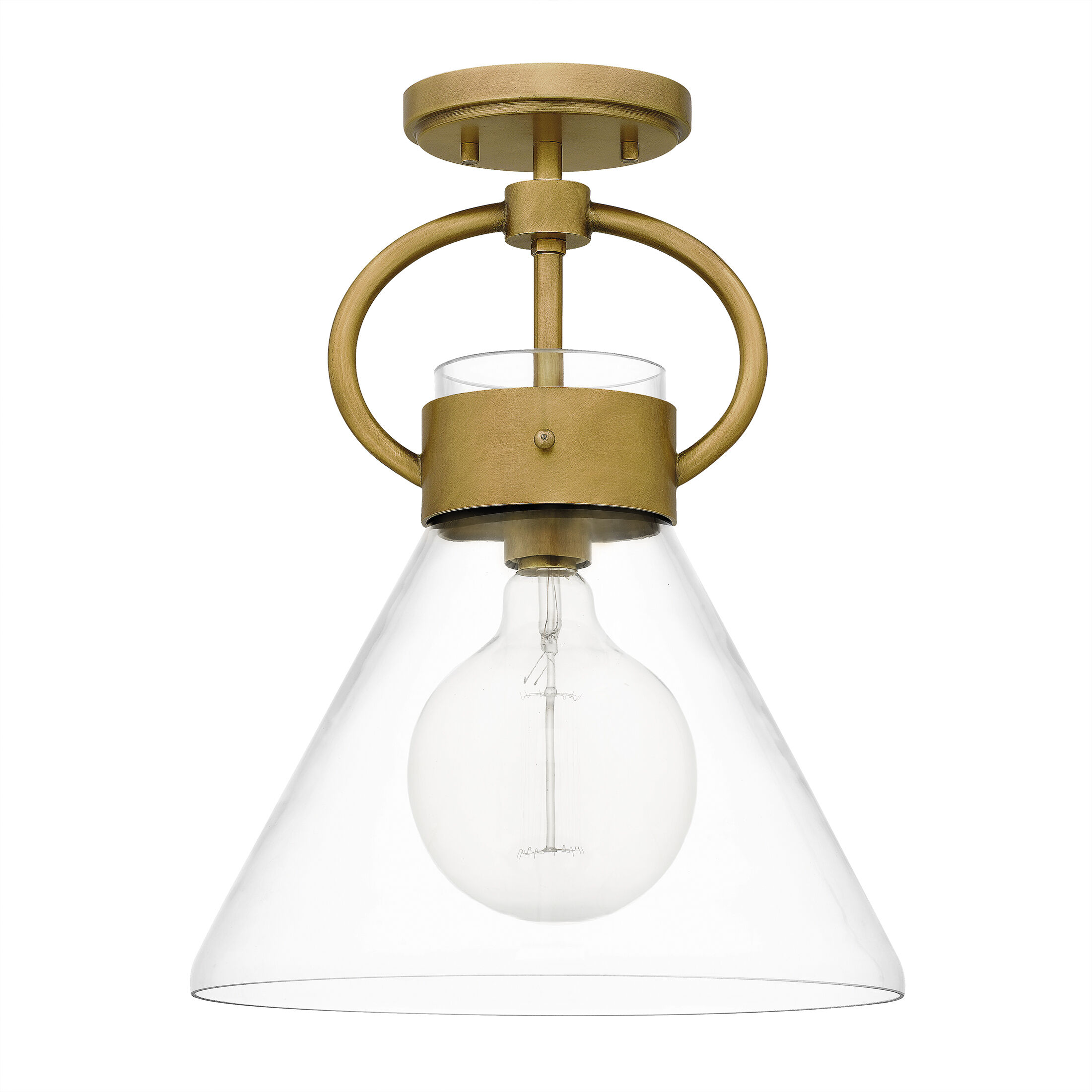 Webster 1 Light 12 inch Weathered Brass Semi-Flush Mount Ceiling Light