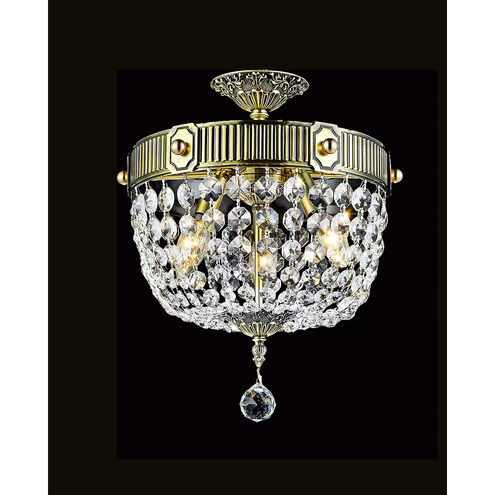 Brass 3 Light 13 inch French Gold Bowl Flush Mount Ceiling Light