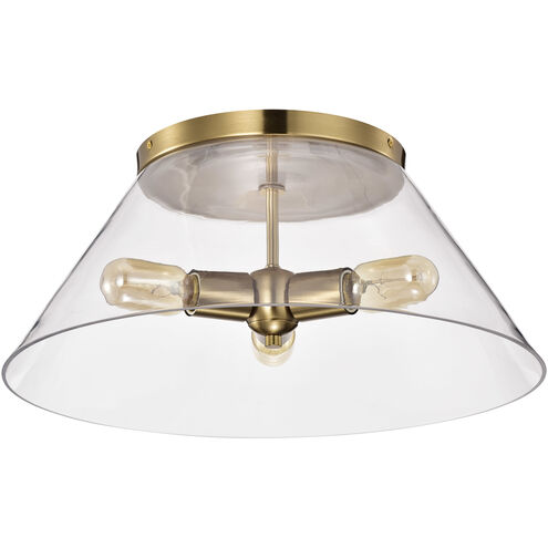 Dover 3 Light 20 inch Vintage Brass Flush Ceiling Light