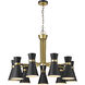 Soriano 9 Light 32 inch Matte Black and Heritage Brass Chandelier Ceiling Light