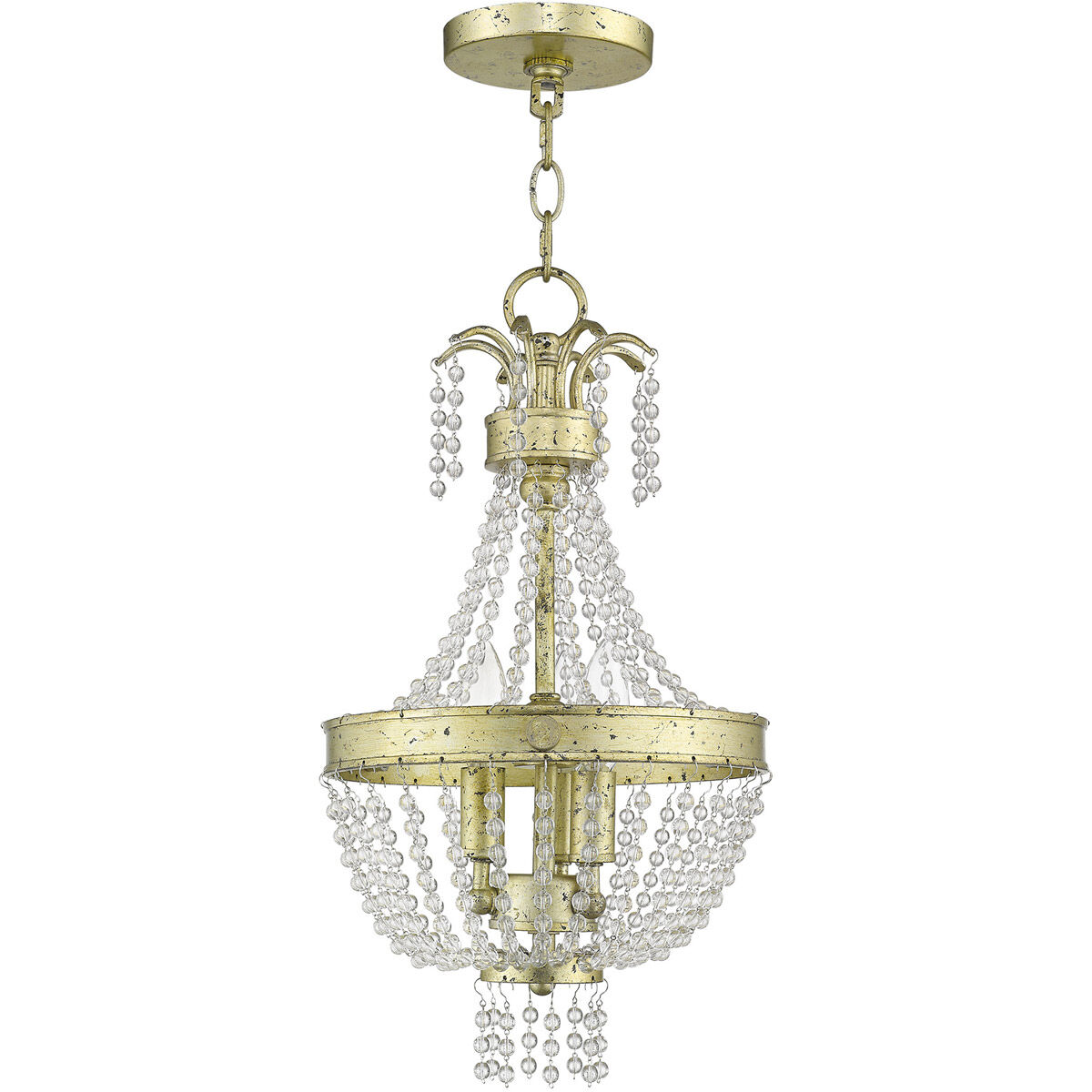 Valentina 3 Light 10 inch Hand Applied Winter Gold Pendant Ceiling Light