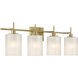 Modern 4 Light 30.75 inch Natural Brass Bathroom Vanity Light Wall Light