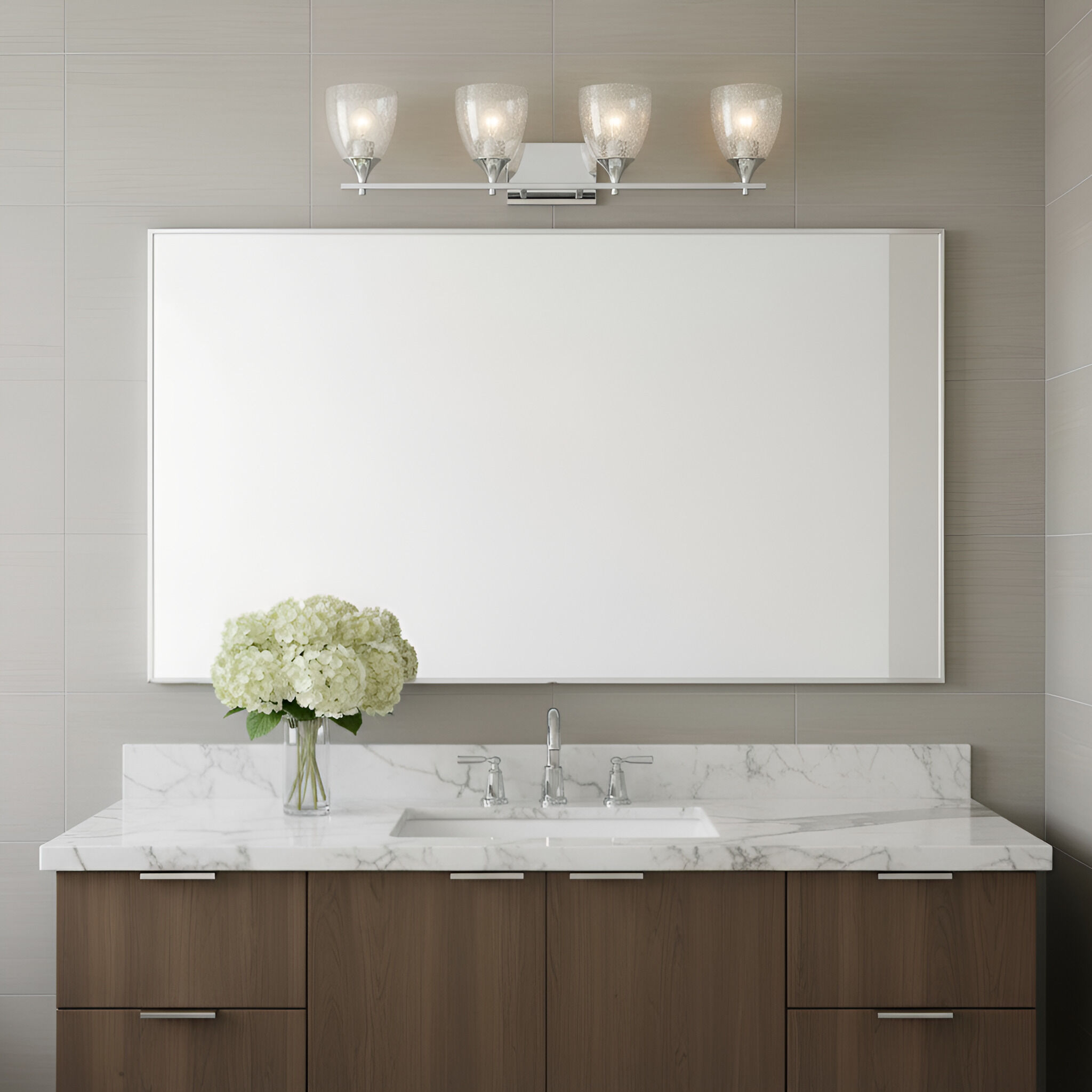 Drew & Jonathan Toffino 4 Light 36 inch Chrome Vanity Light Wall Light in Clear Crackle Glass
