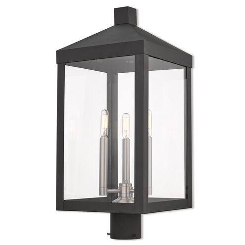 Nyack 3 Light 24 inch Black Outdoor Post Top Lantern