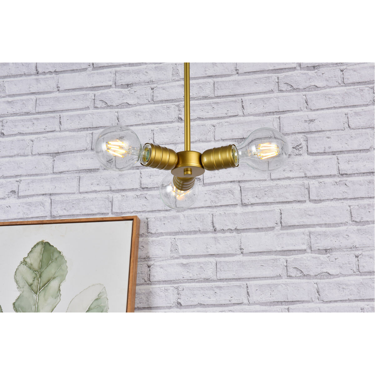 Reyes 3 Light 7.5 inch Brass Pendant Ceiling Light