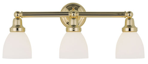 Classic 3 Light 24 inch Polished Brass Bath Vanity Wall Light