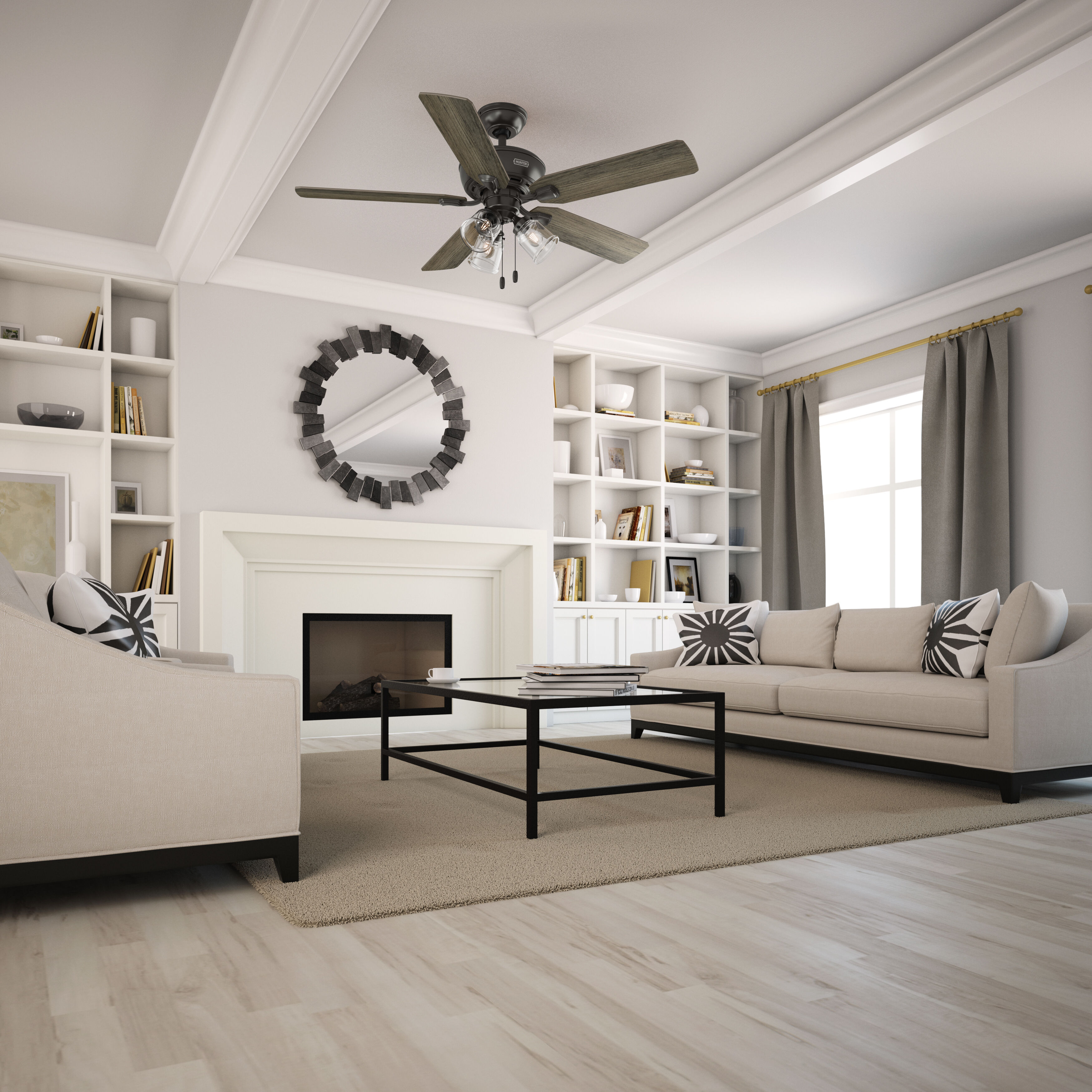 Rosner 52 inch Noble Bronze with Warm Grey Oak/Natural Oak Blades Ceiling Fan