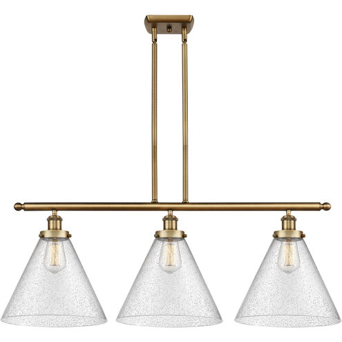 Ballston X-Large Cone LED 36 inch Brushed Brass Island Light Ceiling Light in Seedy Glass