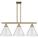 Ballston X-Large Cone LED 36 inch Brushed Brass Island Light Ceiling Light in Seedy Glass