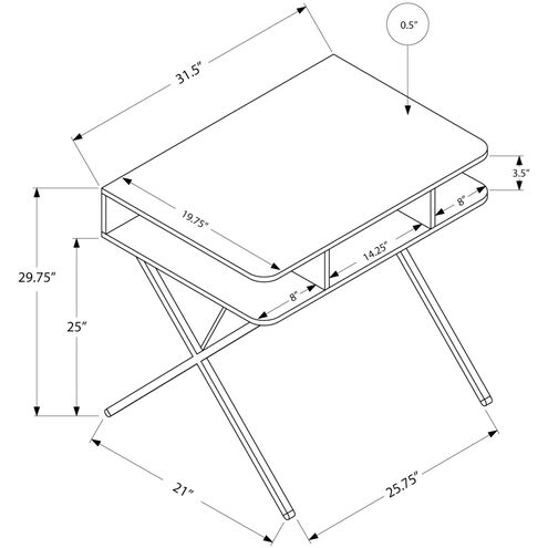 Exeter 32 X 20 inch White and Silver Computer Desk