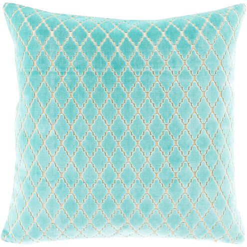 Velvet Antique Lattice 20 inch Cream, Aqua Pillow Kit