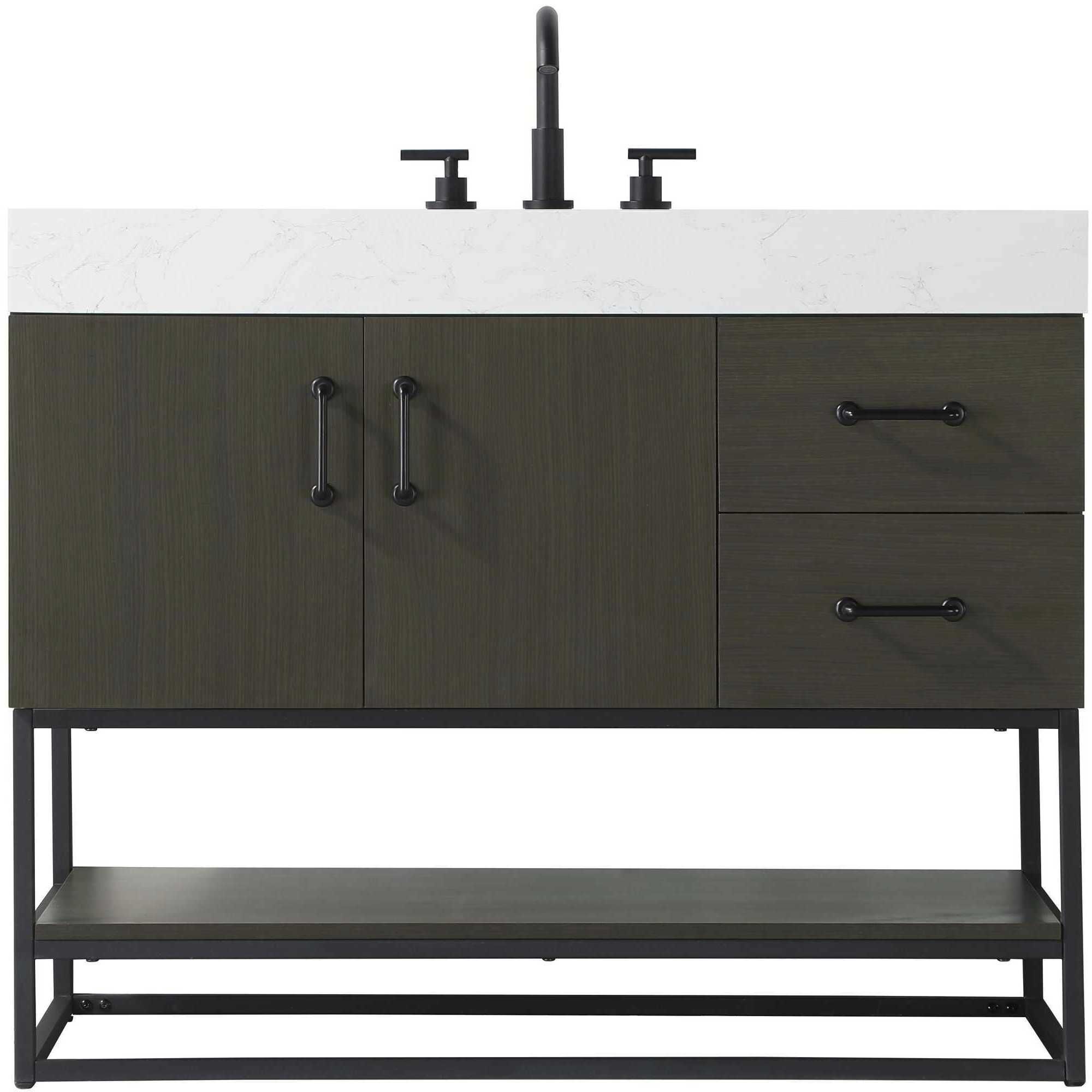 Caroline 42 X 34 inch Mocha Brown Bathroom Vanity Cabinet