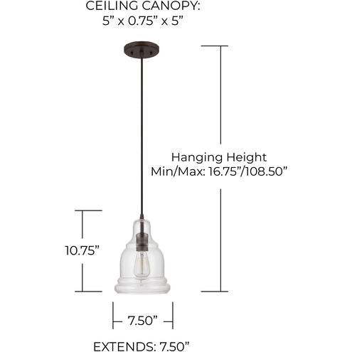 Ashlyn 1 Light 7.5 inch Burnished Bronze Pendant Ceiling Light