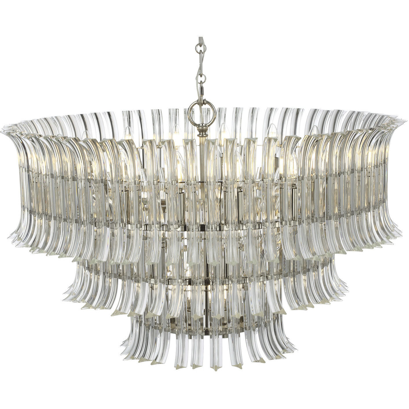 AERIN Rhine LED 34 inch Polished Nickel Three Tier Chandelier Ceiling Light